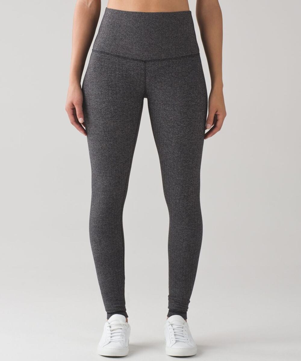 Lululemon Wunder Under Herringbone Pattern High Rise Activewear Leggings Black 6